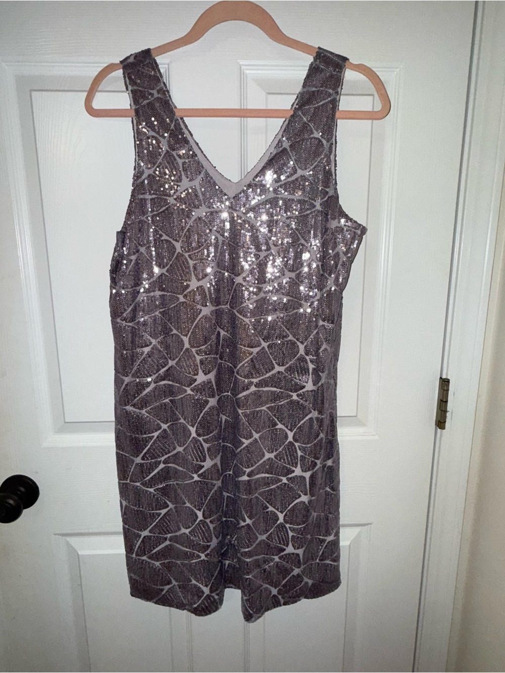 Gianni Bini Silver and lavender Sequin V-Neck Dress